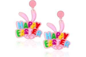 QIZHIQIAMY Boucle d'oreille Pâques, Boucles d'oreilles de Lapin, Pâques Bijoux Boucle d'oreille, Boucles D'oreilles Pâques Femmes, Pâques Boucles d'oreilles Pendantes pour Filles et Femmes