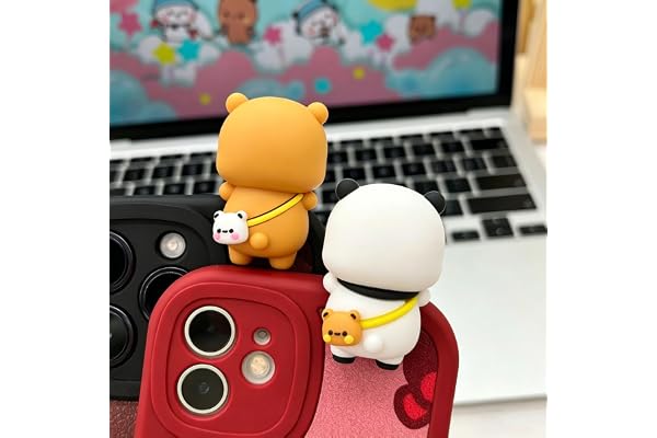 YOKUSHI Lot de 2 Figurines d'ours Bubu Dudu - Jolies Statues d'ours de Dessin animé pour Ordinateur de Bureau, Ordinateur Portable, téléphone Portable, Bureau, Voiture, Tableau de Bord