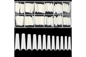 woshilaoDS 240 Pcs Faux Ongles Nature, Extra Long Faux Ongles, Capsules Complètes Press-On, Ongles de Ballerine, Pointes d'Ongles Français pour Manucure Salon DIY Art d'Ongles