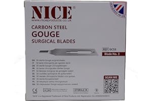50 x NICE No.3 Gouge Sterile Carbon Steel Blades GCS3 for Manicure and Pedicure