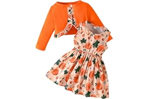 Yoolhamy Baby Girls Vestito e Cardigan Set Vestito senza maniche e cappotto a maniche lunghe con stampa floreale per bambina 2 pezzi