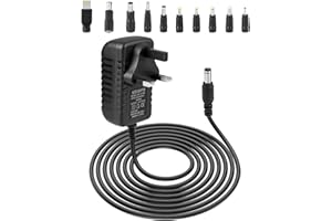 MDLSDE 12V 1A DC Power Adapter, 12V 1A 24W AC 110-240V Power Supply Converter Wall Plug Transformer Charger Replacement with 10 Tips Universal Connector for LED Strip Router Camera Monitor TV Box Printer