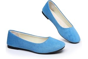 Timween Womens Ballet Flats, 25 Vibrant Colors Available Ladies Casual Square-Toe Flat Shoes Women Indoor Outdoor Comfy Slip On Ballerina Pumps Solid Color Suede-Effect Upper Portable Flats