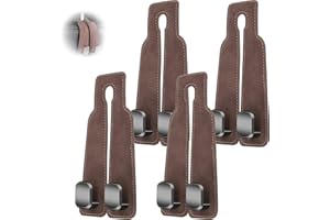 CARSEATTY 4 pièces Crochet de siège de voiture pour appui-tête Crochet arrière à double crochet pour siège de voiture Cintre pour appuie-têtes de voiture, sacs, sacs à main, sacs à main (marron)