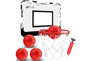 LNCOJOLM Indoor Mini Basketball Hoop Set for Boys Kids, Portable Mini Hoop with 4 Balls Over The Door Wall, Room Office Pool Basketball Toys