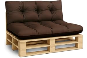 Amazinggirl Cojines para palets Exterior 120x40 cm - Cojín por Palet o Cojin jardín por Banco terraza balcón y Patio Almohada para Asiento en Jardin 120 x 40 Marrones