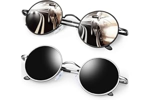 KANASTAL Polarizadas Alta Protección Gafas de Sol Redondas Hombre y Mujer Vintage UV400 Round Sunglasses 46mm