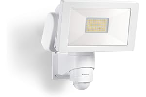 Steinel LS 300 S Foco LED, en color blanco, con consumo de 29,5 W, sensor de movimiento de 240°, alcance de 12 metros y luz blanca neutra de 4000 K