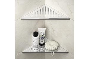 Bernkot Etagere Douche Angle Lot de 2, étagère de Douche d'angle en Acier Inoxydable 304, Etagere Angle Salle de Bain 254mm, pour Mur carrelé, sans perçage, Polie