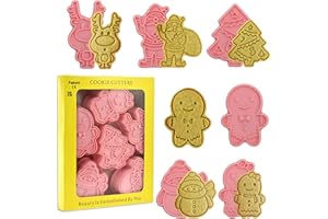 Faburo Moldes Galletas Navidad, Cortadores Galletas Navidad 6pcs para Christmas Crackers, Gingerbread House Kit para Elaborar Casa de Jengibre Navidad Comestible y Decoración Galletas Navidad