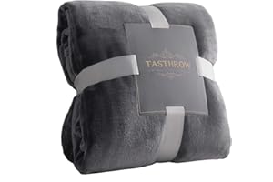 TASTHROW Coperta Vellutata in Pile, Morbida Coperta Plaid Divano Coperta Per Letto in Microfibra per Divano, Letto, Viaggi (230x270cm, Grigio)