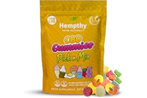 Hempthy CBD Gummies High Strength - CBD Pick n Mix 300mg Total CBD, THC-Free Hemp Gummies for Pain Relief & Better Sleep - Best Edible Cannabidiol CBD Gummys Bears, Anxiety & Sleeping Gummies