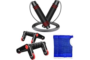 AOUZEA 2 en 1 Asa para Flexiones con Función de Rueda Abdominal - Rodillo Plegable - Viene con Mango Antideslizante y Cómodo, Guantes Antideslizantes, Cuerda de Alambre Para Saltar