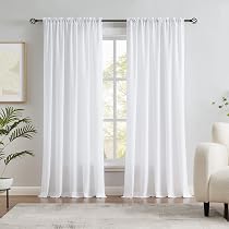 Melodieux Tende semi velate bianche in velluto bianco lunghe 213 ...