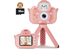 DIAMOOKY Appareil Photo Enfant, Appareils Photos Numériques pour Enfants 1080P HD 2.0 Pouces, Mini Camera Enfant avec 32GB Carte, Caméra Vidéo Selfie pour Enfant de 3 à 12 Ans de Cadeau Jouet