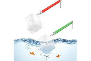 DASYUSUO 2 Pcs Redes de Peces de Acuario Pequeña Red de Acuario con Mango Largo con Mango Extensible de 19-54 cm de Largo,para Pecera Todos los Animales Acuáticos (Aleatorio Color)