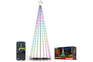 Govee Christmas Cone Tree Lights, 2,28m 370 LED RGBIC Luces de Cadena con Control de APP Inteligente, 82+ Modos de Escena, IP67 Resistente para Decoración Halloween y Navidad, Modo Música, Negro
