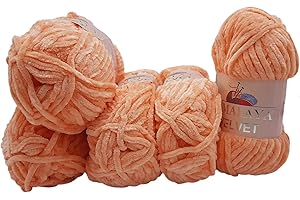 ILKADIM Himalaya Velvet 90023 - 5 ovillos de 100 gramos de lana de punto de microfibra de poliéster, lana de bebé, aterciopelada, 500 gramos, color salmón