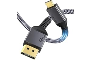Kabel USB C do DisplayPort 8K@60Hz Maxonar 4K@60Hz/144Hz/120Hz 5K@60Hz 2K@240Hz Thunderbolt 3 do DisplayPort kabel HBR3 DP 1,4 adapter do MacBook Pro, Mac mini, Dell XPS VESA (1,2 m - szary)