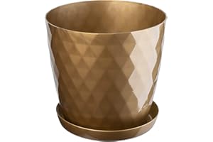 ‎KADAX KADAX Blumentopf, EIN Topf für Blumen und Pflanzen mit Untersetzer, Pflanzkübel leichtes und beständiges Material EIN dekorativer Topf für Pflanzen (Gold, 12cm)