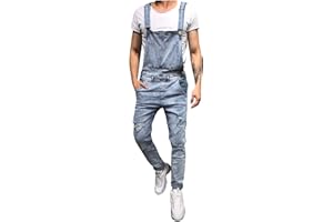 VOKKRV 2023 Salopette da Uomo in Denim Jeans Pantaloni Salopette da Lavoro Moda Jeans Strappati Pagliaccetti Tute Larghi da Lavoro Cargo Pagliaccetti con tasche Casual Salopette Jumpsuit