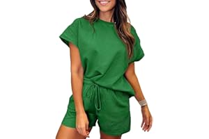 Veriliss 2 Piece Sports Suits Loungewear Set for Women Short Sleeve T-Shirt and Shorts with Drawstring