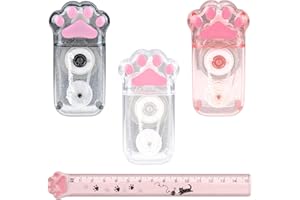 KODWIS 4 Pièces Ruban Correcteur de Chat, Mini Rubans Correcteurs 5mm x 6m Kawaii Coloré Griffe de Chat Une Règle Fournitures Scolaires Rollers de Correction pour l'Ecole et Au Bureau 3 Couleurs