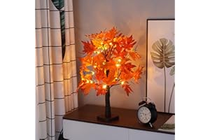 MEDOYOH 24LEDS Maple Leaf Tree Light, 60cm/23.62in Height Warmwhite Light Up Tree, AA Battery Included/USB Powered for Christmas Home Party Wedding Coffee Shop Decor