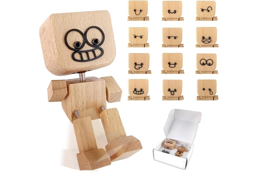 CHANCCI Shaking Wooden Man Figurine, Handmade Shaking Feet Wooden Doll with 12pcs Magnetic Base,Charming Little Woodens Figure That Sways, Handmade Wood Shake Auto Ornament for Travel,Commutes & Home