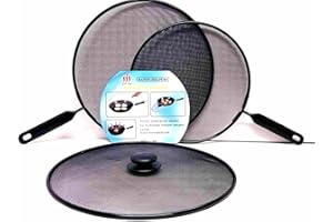 DPNY Ik-Onkar pack of 3 Splatter screen Guard Set on Frying Pan Anti Splash Screen Cover Mesh Metal Wired 2x 28 diameter 1x 24 diameter