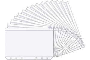 YAOMIAO A6 Size 6 Holes Binder Pockets Plastic Binder Zipper Folders Waterproof 6 Holes Zipper Loose Leaf Bags for Documents Notebooks Cards (8 Packs)