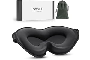 onaEz Masque de Sommeil pour Femme Homme, Enhanced 3D Grooves Design, 10mm Contour Profond 100% Blocage de la Lumière Masque Cache Yeux pour Dormir, Voyage Yoga