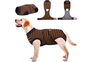 Kuoser Combinaison de Récupération à Rayures pour Chiens, Chats Après Chirurgie, Protection des Plaies Abdominales/Maladies de la Peau, Alternative au Collier Électronique pour Animal de Compagnie