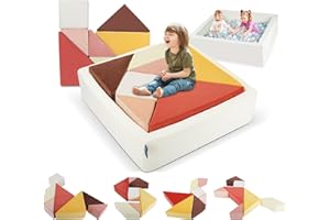 Heypappy Kids Play Sofa, Tangram Square Puzzles Couch Furniture, Modular Kids Play Couchs Furniture, Puzzle Solving Couchs Building Fort for Playroom Bedroom Boys Girls Teens, Dawn