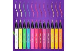 SRUMVOAT 12 Colors Neon Face Paint Glow Under UV Light For Party Accessories, Festival Body Glow Makeup Eyeliner Pens, Waterproof Quick Drying Long-Lasting Adults Kids Halloween Cosplay Paints