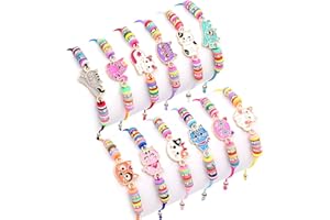 Toyssa 12 Pièces Bracelet Enfant Fille, Bracelet Amitié Pinata Anniversaire Fille Tissé Réglable Partie Fournitures Petit Cadeau Anniversaire Enfant Adolescente Femme (Chat)