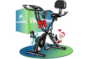 Velo D Appartement, SLUNSE 5-en-1 Vélo D’Appartement avec 16 niveaux de Résistance Magnétique, Vélo Appartement Pliable avec 10 dB, Vélos de Fitness pour le Cardio-Training à la Maison, Capacité 160KG