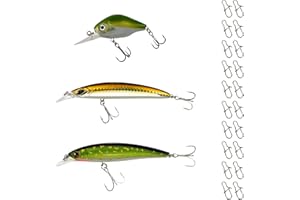 ‎NASTY BAIT Raubfisch Wobbler Set, mit Crankbait, Minnow Kunstködern, Verschiedene Größen und Gewichte für Hecht, Barsch Zander, Rapfen. BKK Haken, schwimmend