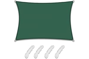 FLYSOUL Voiles Ombrages Rectangulaire 1X2M Imperméable Bache Ombrages, Toiles D'ombrages, Filet Ombrages, Protection Solaire Polyester pour Jardins balcons terrasses avec Anneau en D et Cordons