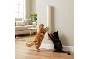 Pinkgarden Wall Mounted Cat Scratcher, 60 cm Vertical Sisal Scratch Post for Indoor Cats, Space-Saving Wall Cat Furniture with Natural Jute Rope & Rotating Design