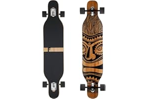 FunTomia Longboard avec 3 niveaux flexibles Drop Through Cruiser - Roulement à billes Mach1 Speed - Outil en T