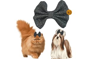 Sage Square Luxury Pet Gliter Bow Stylish Grooming Clip Fancy Bowknot for Dogs & Cats Elegant Non-Slip Hair Accessory for Special Occasions, Parties & Weddings Perfect for Your Pet (Black)