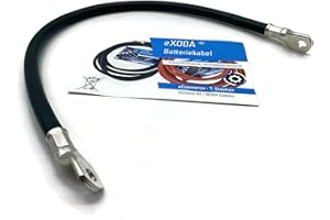 Exoda Câble de batterie 50 mm² 50cm Cosse M8 Noir jusqu'à 8064 Watt flexible et de qualité 99 pourcent en cuivre idéal pour voiture bateau moto sûr et durable