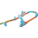 Hot Wheels® Track Set, Blue Deluxe Track Builder Pack with Wind-Themed Accessories in Stackable Toy Storage Box with 1 Hot Wh