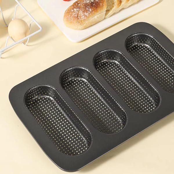 TOPZEA Set Of 2 Silicone Baguette Pans - Nonstick French Bread Mold With Perforated Design