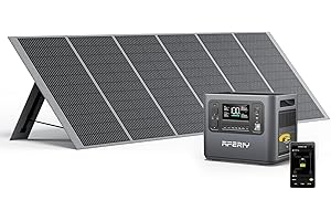 AFERIY Generador Solar de 2400 W con Panel de 400 W, 2048 Wh (Pico de 4800 W), Batería LiFePO4, 220 V-240 V, Plegable con USB, IP65, para Camping, Viajes, Interrupciones