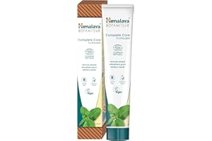 Himalaya Ecocert Cosmos Natural Certified Botanique Complete Care Herbal Toothpaste con Attivi Bio, al gusto di menta, combatte la placca, rinfresca l'alito, senza fluoro, senza glutine e SLS, 75 ml