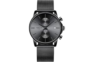 Affute Orologi da uomo moda sport al quarzo analogico nero maglia acciaio inossidabile impermeabile cronografo orologio da polso automatico data