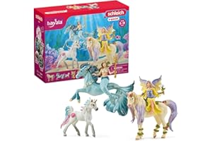schleich 72178 BAYALA Assortiment de Jouets avec la Fée Feya, la Sirène Eyela, une Figurine Licorne et un Poney schleich - Coffret de Jouets Schleich - Cadeau pour Garçons et Filles de 5 ans et Plus