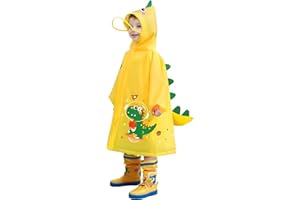 amo nenes Toddler Cartoon Raincoat for Boys Girls Rain Poncho Hooded,Waterproof Reusable Thick EVA,Kid Rain Suit Jacket, Rainwear with Storage Bag, Invisible Book Bag Position, Zipper Closure